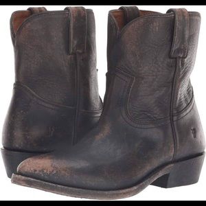 Frye Black Billy Short Cowboy Boots